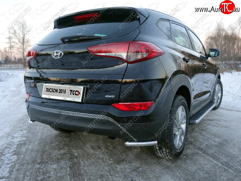 11 999 р. Защита заднего бампера (уголки, d42,4 мм) TCC  Hyundai Tucson  TL (2015-2018) дорестайлинг  с доставкой в г. Набережные‑Челны