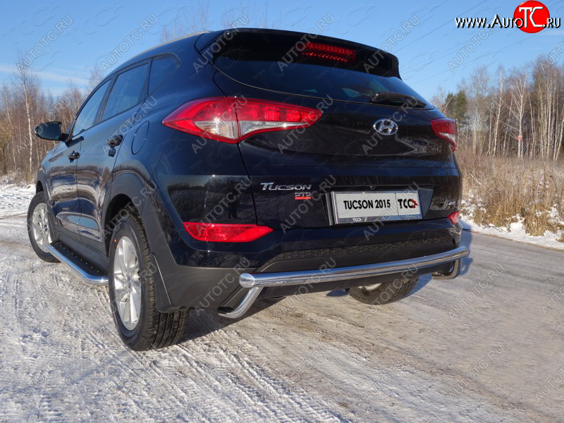 23 999 р. Защита задняя (нержавейка 60,3*42,4 мм) ТСС Тюнинг  Hyundai Tucson  TL (2015-2018) дорестайлинг  с доставкой в г. Набережные‑Челны