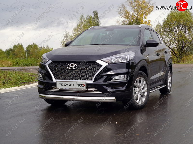 21 899 р. Защита переднего бампера овальная 75х42 мм ТСС Тюнинг Hyundai Tucson TL рестайлинг (2018-2021) (нержавейка)  с доставкой в г. Набережные‑Челны