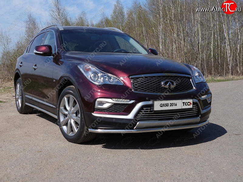 19 999 р. Защита переднего бампера нижняя d42,4 мм ТСС Тюнинг  INFINITI Qx50  J50 (2015-2018) рестайлинг (нержавейка)  с доставкой в г. Набережные‑Челны