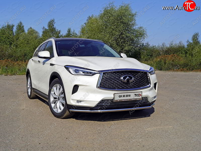 19 999 р. Защита переднего бампера нижняя d42,4 мм ТСС Тюнинг INFINITI Qx50 J55 (2017-2022) (нержавейка)  с доставкой в г. Набережные‑Челны