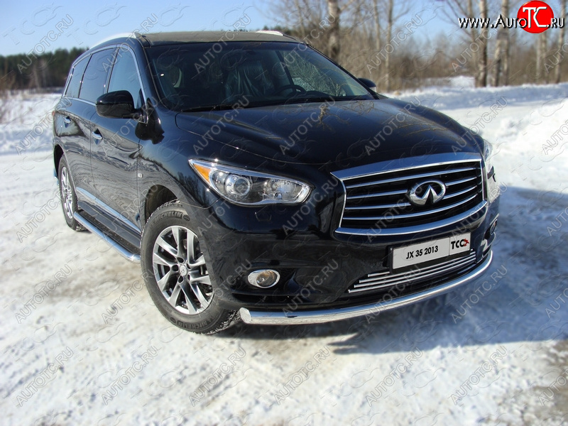 24 949 р. Защита переднего бампера нижняя 76,1 мм ТСС Тюнинг INFINITI QX60 L50 дорестайлинг (2013-2016) (нержавейка)  с доставкой в г. Набережные‑Челны