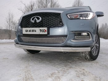 Защита переднего бампера нижняя овальная 75х42 мм ТСС Тюнинг INFINITI QX60 L50 рестайлинг (2016-2021)  (нержавейка)