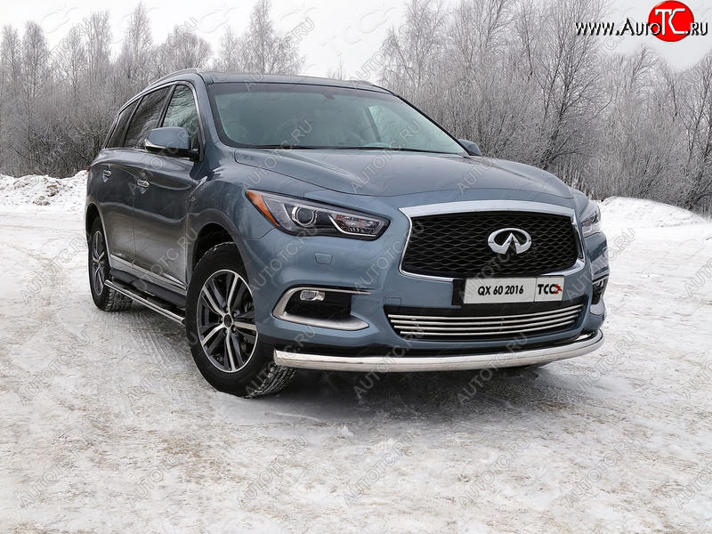 22 999 р. Защита переднего бампера нижняя d76,1 мм ТСС Тюнинг INFINITI QX60 L50 рестайлинг (2016-2021) (нержавейка)  с доставкой в г. Набережные‑Челны