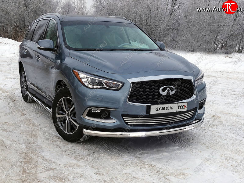 40 999 р. Защита переднего бампера нижняя с ДХО 76,1 мм ТСС Тюнинг INFINITI QX60 L50 рестайлинг (2016-2021) (нержавейка)  с доставкой в г. Набережные‑Челны