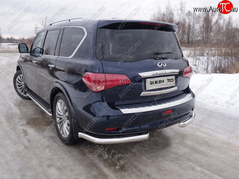 30 999 р. Защита задняя (уголки, нержавейка 76,1 мм) ТСС Тюнинг INFINITI QX80 Z62 1-ый рестайлинг (2014-2018)  с доставкой в г. Набережные‑Челны