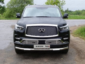 Защита переднего бампера нижняя с ДХО 76,1 мм ТСС Тюнинг INFINITI (Инфинити) QX80 (КуХ80)  Z62 (2018-2024) Z62 2-ой рестайлинг ()