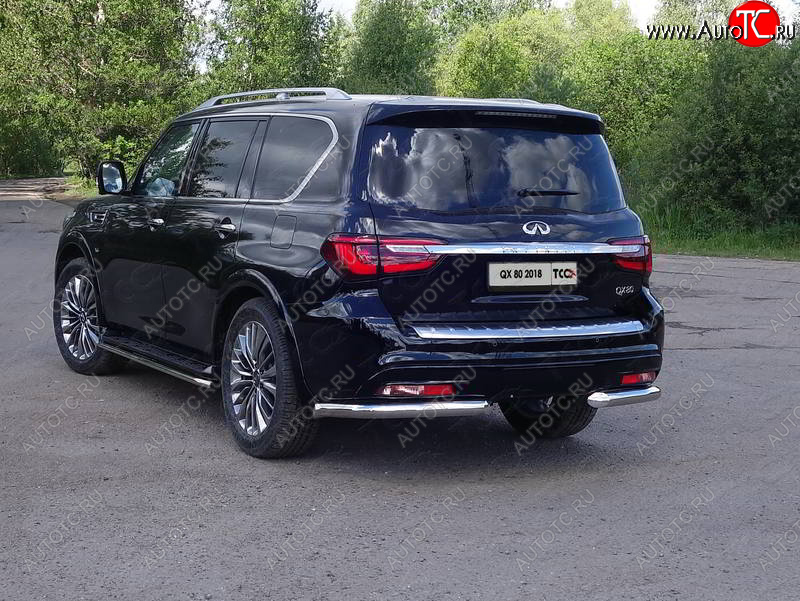 30 999 р. Защита задняя (уголки, нержавейка 76,1 мм) ТСС Тюнинг  INFINITI QX80  Z62 (2018-2024) 2-ой рестайлинг  с доставкой в г. Набережные‑Челны