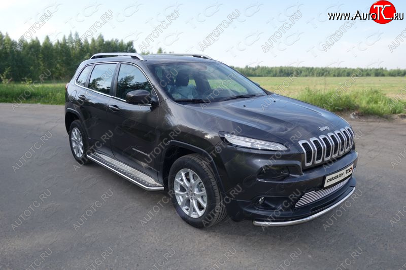 18 699 р. Защита переднего бампера нижняя d60,3 мм ТСС Тюнинг Jeep Cherokee KL дорестайлинг (2014-2017) (нержавейка)  с доставкой в г. Набережные‑Челны