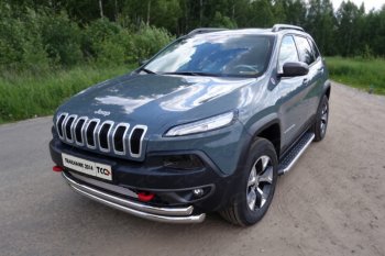 Защита переднего бампера (Trailhawk, двойная 60,3/60,3 мм) ТСС Тюнинг Jeep Cherokee KL дорестайлинг (2014-2017) ()