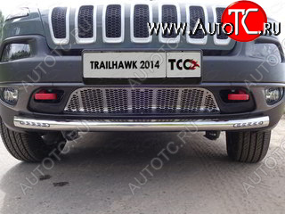 38 949 р. Защита переднего бампера (Trailhawk, 60,3 мм ДХО) ТСС Тюнинг Jeep Cherokee KL дорестайлинг (2014-2017) (нержавейка)  с доставкой в г. Набережные‑Челны