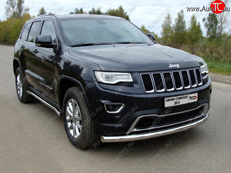 21 799 р. Защита переднего бампера нижняя d76,1 мм ТСС Тюнинг Jeep Grand Cherokee WK2 1-ый рестайлинг (2013-2018) (нержавейка)  с доставкой в г. Набережные‑Челны