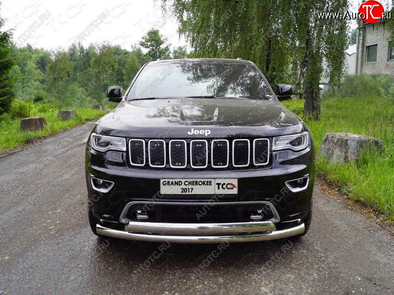 32 749 р. Защита передняя нижняя двойная 76,1*75 мм Тюнинг Jeep Grand Cherokee WK2 2-ой рестайлинг (2017-2022) (нержавейка)  с доставкой в г. Набережные‑Челны