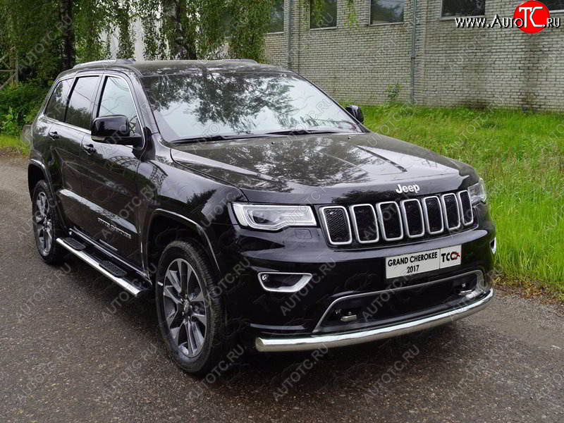 22 999 р. Защита переднего бампера нижняя d76,1 мм ТСС Тюнинг Jeep Grand Cherokee WK2 2-ой рестайлинг (2017-2022) (нержавейка)  с доставкой в г. Набережные‑Челны