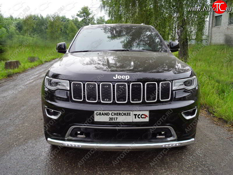 39 999 р. Защита переднего бампера нижняя с ДХО 76,1 мм ТСС Тюнинг  Jeep Grand Cherokee  WK2 (2017-2022) 2-ой рестайлинг (нержавейка)  с доставкой в г. Набережные‑Челны