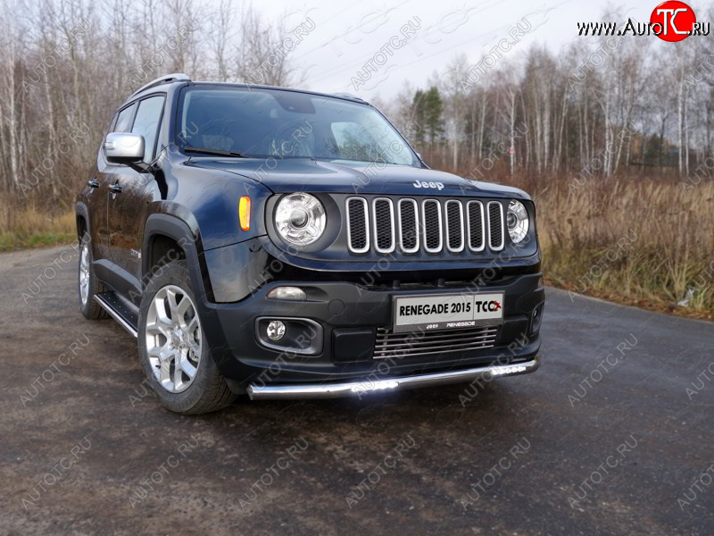 39 999 р. Защита переднего бампера нижняя с ДХО 60,3 мм ТСС Тюнинг  Jeep Renegade (2015-2025) (нержавейка)  с доставкой в г. Набережные‑Челны