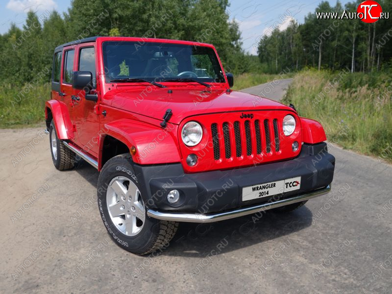 20 999 р. Защита переднего бампера нижняя d76,1 мм ТСС Тюнинг  Jeep Wrangler  JK (2007-2018) (нержавейка)  с доставкой в г. Набережные‑Челны