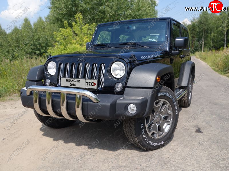 30 999 р. Защита переднего бампера кенгурин 60,3 мм ТСС Тюнинг Jeep Wrangler JK (2007-2018) (нержавейка)  с доставкой в г. Набережные‑Челны