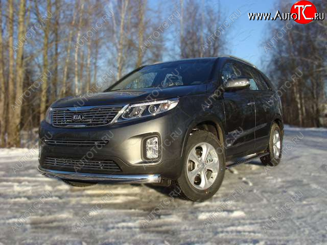 21 899 р. Защита переднего бампера овальная 75х42 мм ТСС тюнинг  KIA Sorento ( XM,  UM/Prime) (2012-2020) рестайлинг, дорестайлинг, рестайлинг (нержавейка)  с доставкой в г. Набережные‑Челны