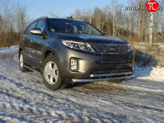 22 999 р. Защита переднего бампера нижняя 60,3*50,8 мм ТСС Тюнинг  KIA Sorento  XM (2012-2015) рестайлинг (нержавейка)  с доставкой в г. Набережные‑Челны