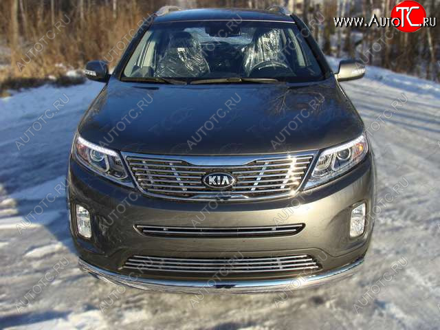 2 899 р. Средняя декоративная вставка в бампер ТСС Тюнинг  KIA Sorento  XM (2012-2015) рестайлинг (d 12 мм)  с доставкой в г. Набережные‑Челны