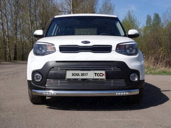 Защита переднего бампера нижняя овальная с ДХО 75х42 мм ТСС Тюнинг KIA Soul PS рестайлинг (2017-2019)  (нержавейка)