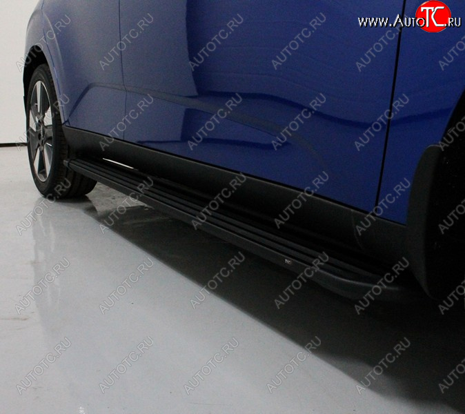 21 999 р. Пороги алюминиевые Slim Line ТСС Тюнинг  KIA Soul  SK3 (2018-2022) (Black)  с доставкой в г. Набережные‑Челны