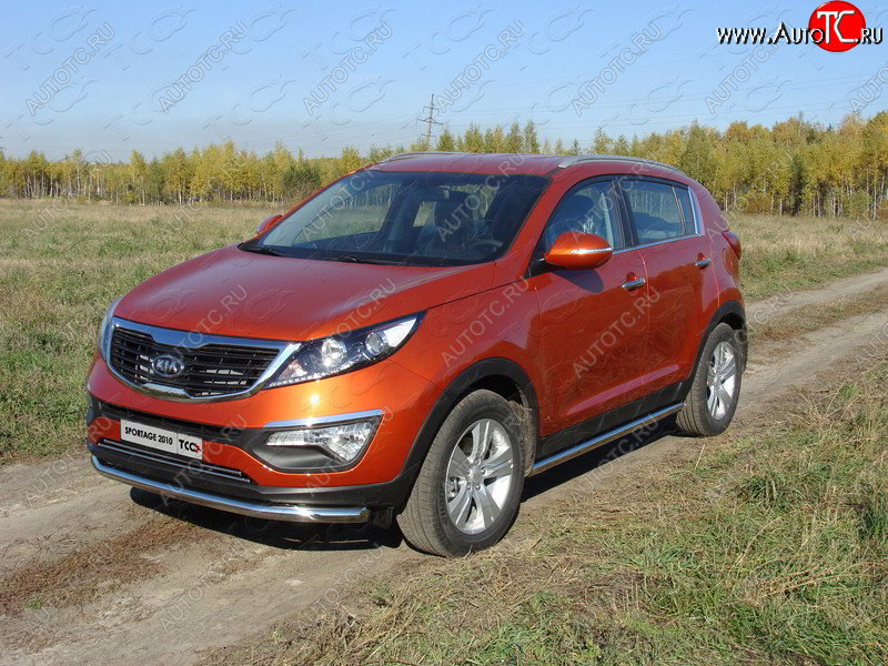 18 699 р. Защита переднего бампера нижняя d60,3 мм ТСС Тюнинг  KIA Sportage  3 SL (2010-2014) дорестайлинг (нержавейка)  с доставкой в г. Набережные‑Челны