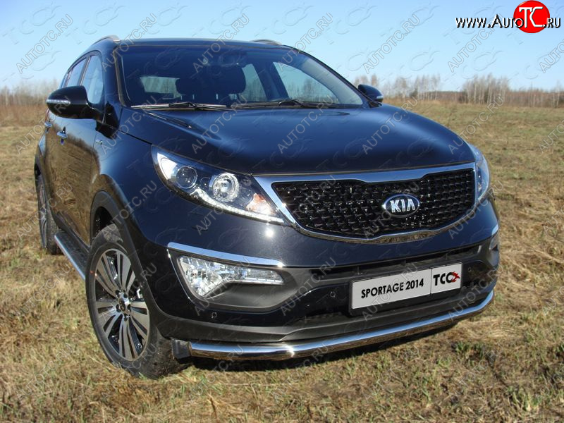 18 699 р. Защита переднего бампера нижняя d60,3 мм ТСС Тюнинг  KIA Sportage  3 SL (2014-2016) рестайлинг (нержавейка)  с доставкой в г. Набережные‑Челны