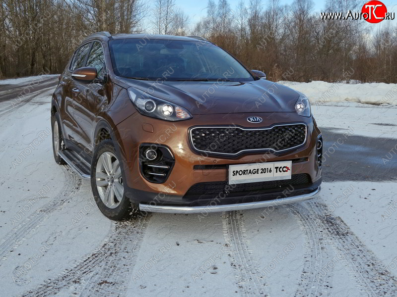 19 999 р. Защита переднего бампера нижняя d60,3 мм ТСС Тюнинг  KIA Sportage  4 QL (2016-2018) дорестайлинг (нержавейка)  с доставкой в г. Набережные‑Челны