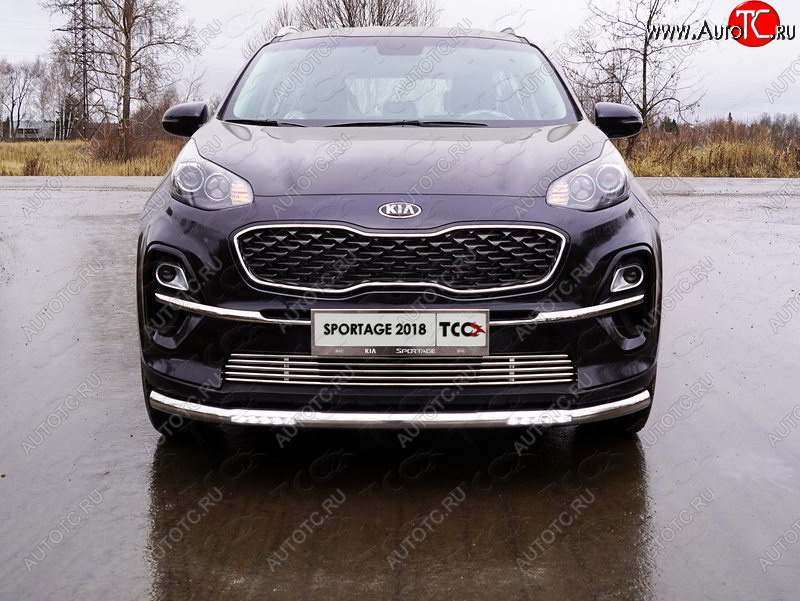 38 949 р. Защита переднего бампера нижняя с ДХО 60,3 мм ТСС Тюнинг  KIA Sportage  4 QL (2018-2022) рестайлинг (нержавейка)  с доставкой в г. Набережные‑Челны