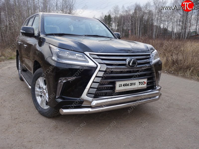 38 949 р. Защита передняя нижняя двойная 76,1*75 мм кроме F-Sport Тюнинг  Lexus LX450d  J200 - LX570  J200 (нержавейка)  с доставкой в г. Набережные‑Челны