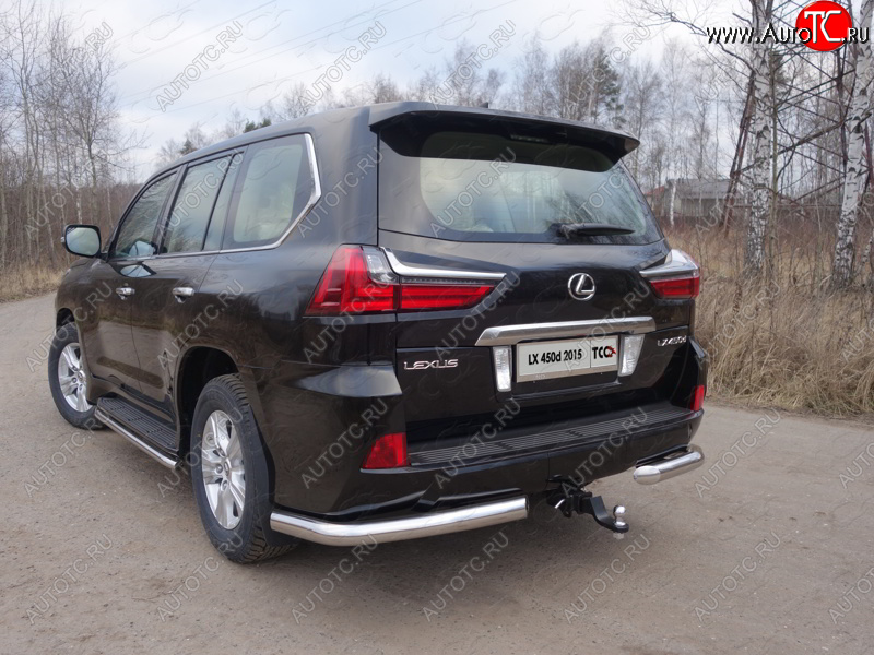 22 999 р. Защита задняя (уголки, нержавейка 76,1 мм) ТСС Тюнинг Lexus LX570 J200 2-ой рестайлинг (2015-2022)  с доставкой в г. Набережные‑Челны