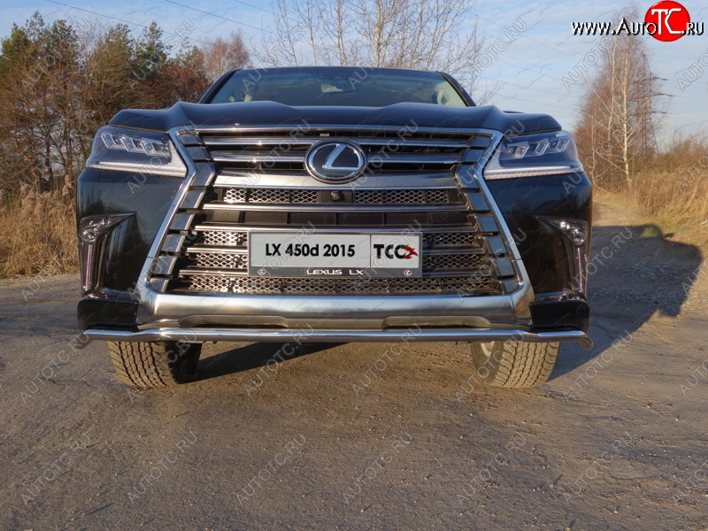 24 949 р. Защита переднего бампера нижняя d42,4 мм ТСС Тюнинг Lexus LX570 J200 2-ой рестайлинг (2015-2022) (нержавейка)  с доставкой в г. Набережные‑Челны