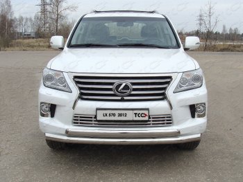 36 299 р. Защита передняя нижняя двойная 76,1*75 мм кроме F-Sport Тюнинг Lexus LX570 J200 1-ый рестайлинг (2012-2015) (нержавейка)  с доставкой в г. Набережные‑Челны. Увеличить фотографию 1