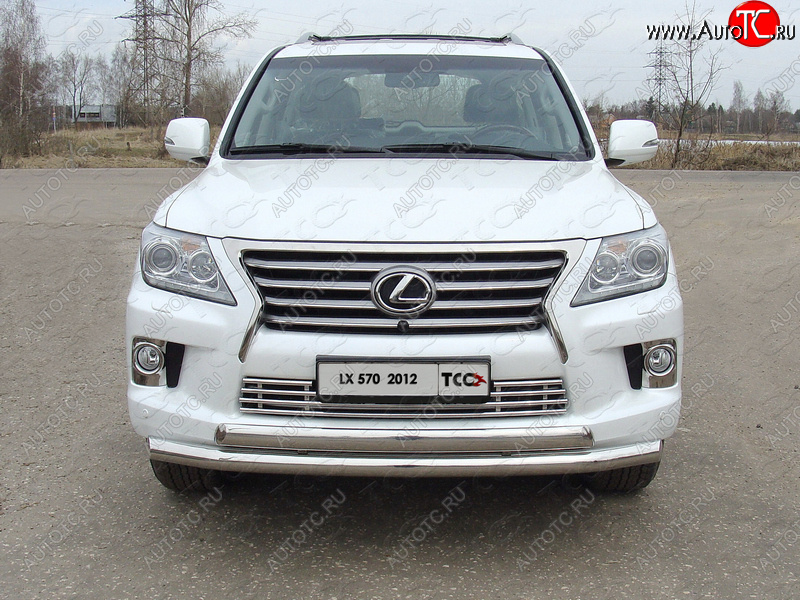 36 299 р. Защита передняя нижняя двойная 76,1*75 мм кроме F-Sport Тюнинг Lexus LX570 J200 1-ый рестайлинг (2012-2015) (нержавейка)  с доставкой в г. Набережные‑Челны