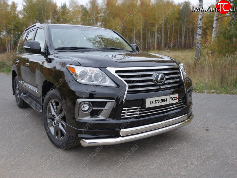 38 949 р. Защита передняя нижняя двойная 76,1*75 мм Sport Тюнинг Lexus LX570 J200 1-ый рестайлинг (2012-2015) (нержавейка)  с доставкой в г. Набережные‑Челны