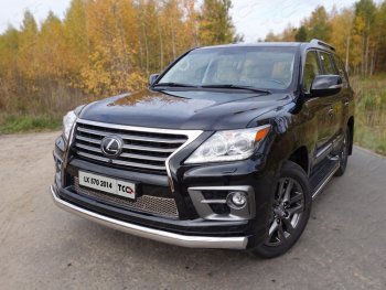 Защита передняя нижняя овальная длинная 75х42 мм Sport ТСС Тюнинг Lexus LX570 J200 1-ый рестайлинг (2012-2015)  (нержавейка)