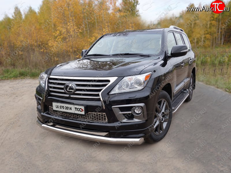 27 999 р. Защита переднего бампера нижняя 76,1 мм ТСС Тюнинг  Lexus LX570  J200 (2012-2015) 1-ый рестайлинг (нержавейка)  с доставкой в г. Набережные‑Челны