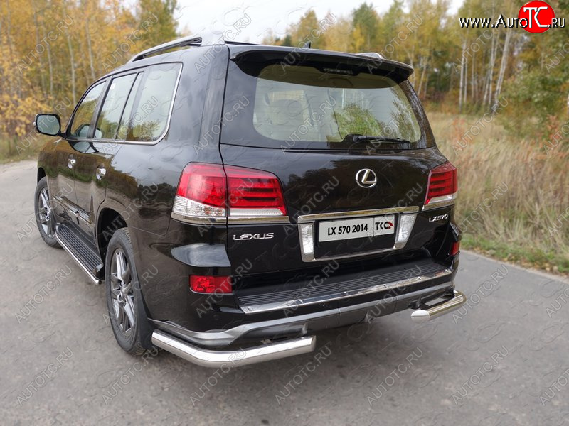 27 999 р. Защита задняя (уголки, нержавейка 76,1 мм) ТСС Тюнинг Lexus LX570 J200 1-ый рестайлинг (2012-2015)  с доставкой в г. Набережные‑Челны