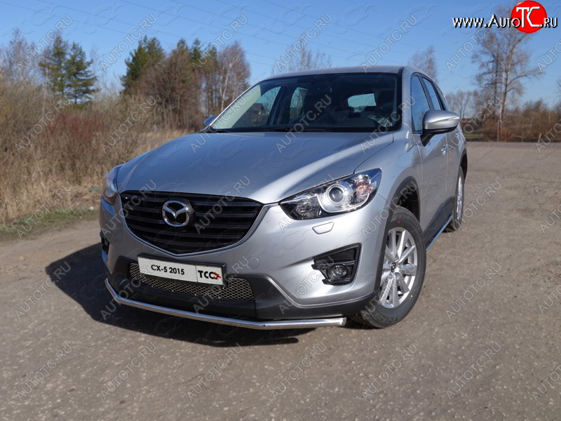 15 549 р. Защита переднего бампера нижняя d42,4 мм ТСС Тюнинг Mazda CX-5 KE рестайлинг (2015-2017) (нержавейка)  с доставкой в г. Набережные‑Челны