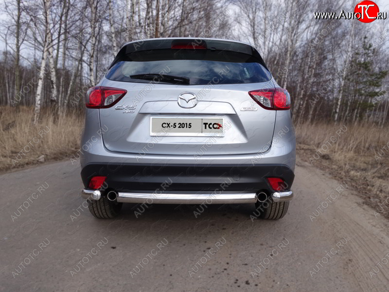 13 499 р. Защита заднего бампера (овальная короткая, d75х42 мм) TCC  Mazda CX-5  KE (2015-2017) рестайлинг  с доставкой в г. Набережные‑Челны