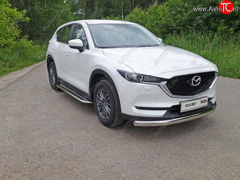 45 999 р. Пороги с площадкой 75х42 мм ТСС Тюнинг Mazda CX-5 KF (2016-2024) (серые)  с доставкой в г. Набережные‑Челны