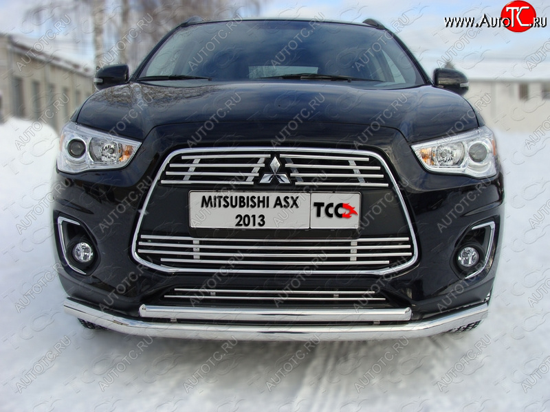 7 349 р. Средняя декоративная вставка в бампер ТСС Тюнинг  Mitsubishi ASX (2013-2016) 1-ый рестайлинг (d 12 мм)  с доставкой в г. Набережные‑Челны