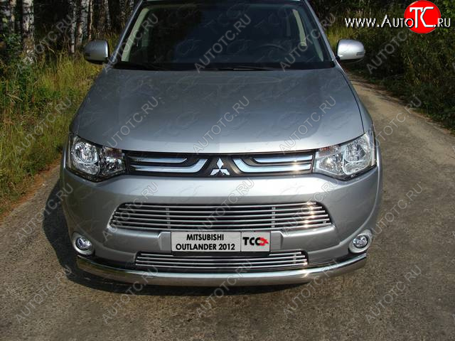 4 649 р. Нижняя декоративная вставка в бампер ТСС Тюнинг  Mitsubishi Outlander  GF (2012-2014) дорестайлинг (d 12 мм)  с доставкой в г. Набережные‑Челны