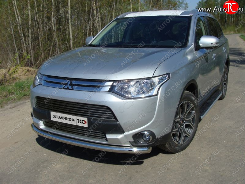 18 699 р. Защита переднего бампера нижняя d60,3 мм ТСС Тюнинг  Mitsubishi Outlander  GF (2014-2016) 1-ый рестайлинг (нержавейка)  с доставкой в г. Набережные‑Челны