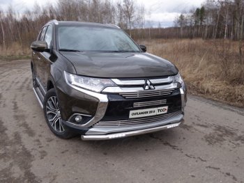 Защита передняя нижняя короткая с ходовыми огнями 60,3 мм ТСС Тюнинг Mitsubishi Outlander GF 2-ой рестайлинг (2015-2018) ()