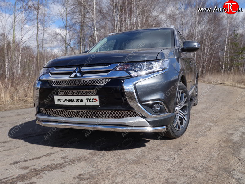 22 599 р.  Защита передняя нижняя длинная 60,3 мм ТСС Тюнинг  Mitsubishi Outlander  GF (2015-2018) 2-ой рестайлинг (нержавейка)  с доставкой в г. Набережные‑Челны