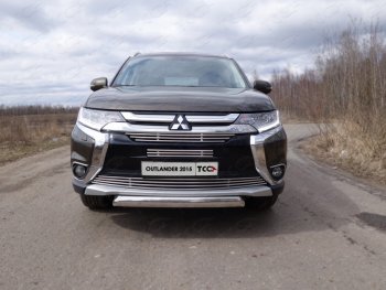 7 349 р. Верхняя декоративная вставка решетки радиатора ТСС Тюнинг Mitsubishi Outlander GF 2-ой рестайлинг (2015-2018) (d 12 мм)  с доставкой в г. Набережные‑Челны. Увеличить фотографию 1