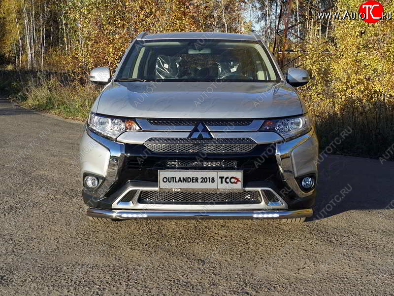 31 899 р. Защита переднего бампера нижняя с ДХО 60,3 мм ТСС Тюнинг Mitsubishi Outlander GF 3-ий рестайлинг (2018-2022) (нержавейка)  с доставкой в г. Набережные‑Челны